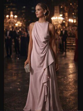 Ignite Evenings | Dresses | Boat Neck 34 Sleeve Belted Bow Detail Ombre  Satin Pleated Ball Gown | Poshmark
